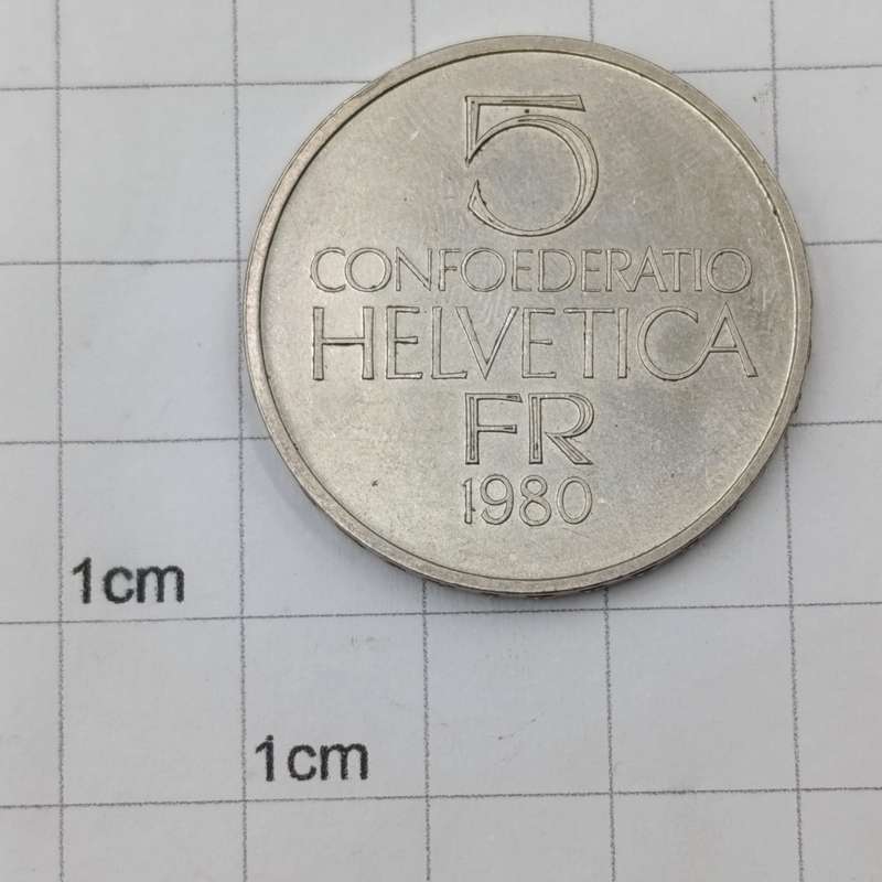 1980 Switzerland 5 Francs commemorative non-circulating coin- Ferdinand Modler - with edge lettering