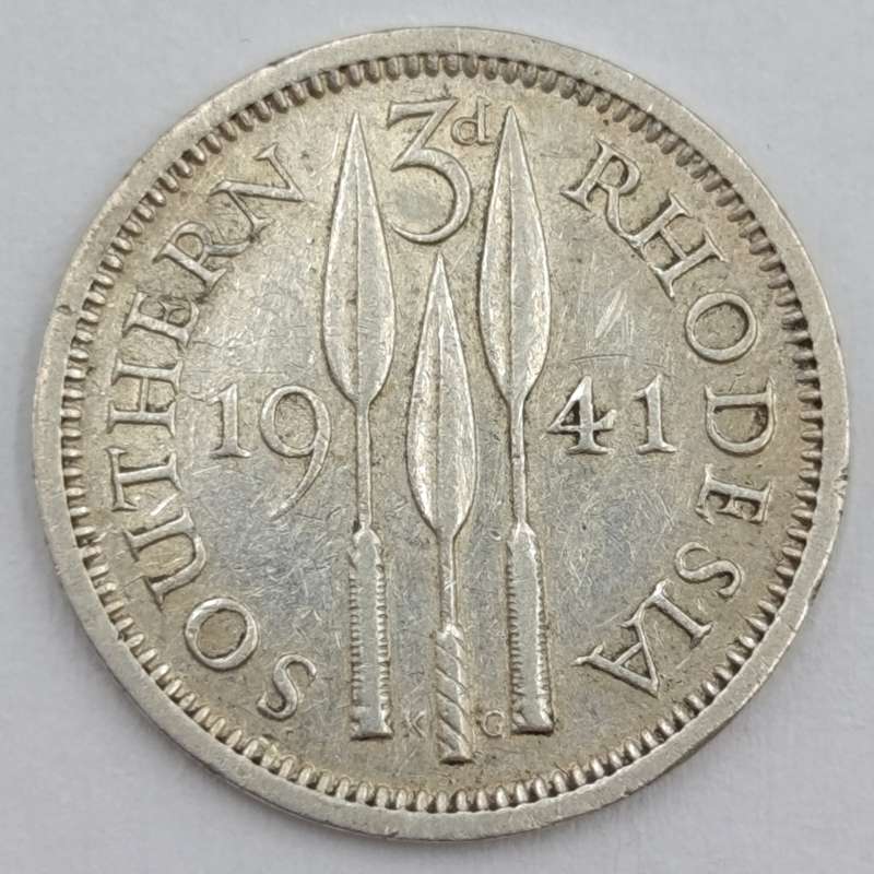 1941 Rhodesia Silver 3 Pence