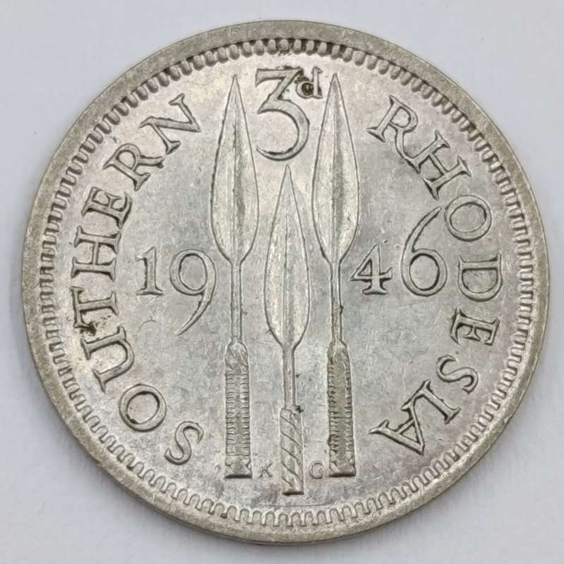 Southern Rhodesia 1946 silver 3d Tickey XF