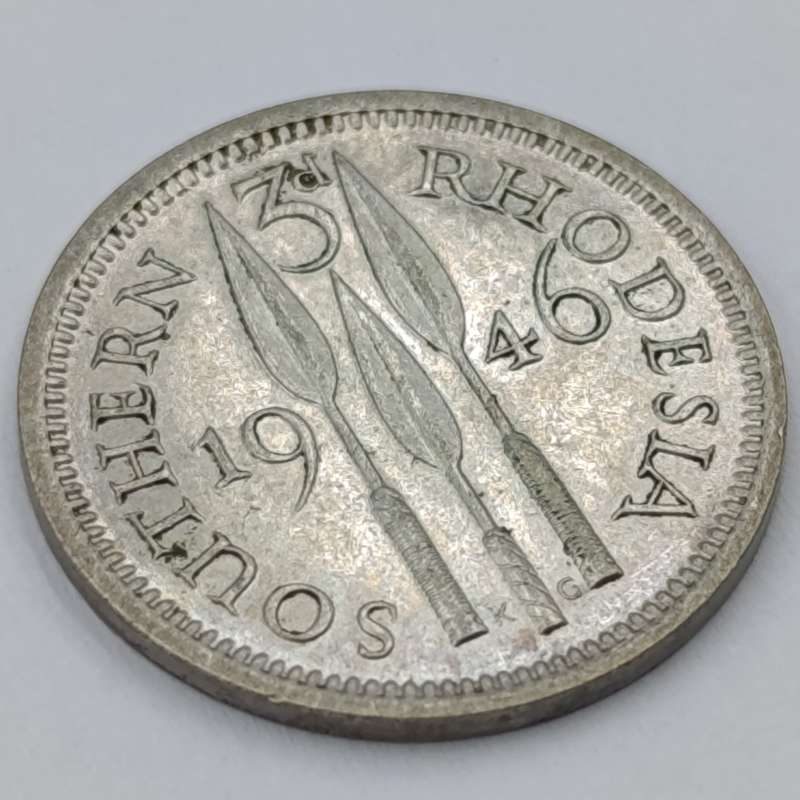 Southern Rhodesia 1946 silver 3d Tickey XF