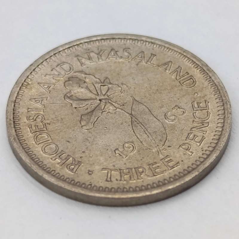 Rhodesia and Nyasaland 1963 uncirculated 3d Tickey