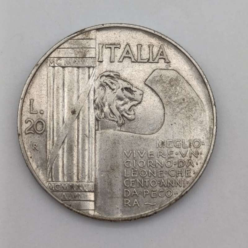 1928 R Italy 20 lire silver - Victor Emmanuel 111