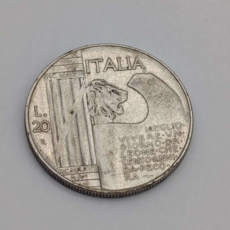 1928 R Italy 20 lire silver - Victor Emmanuel 111