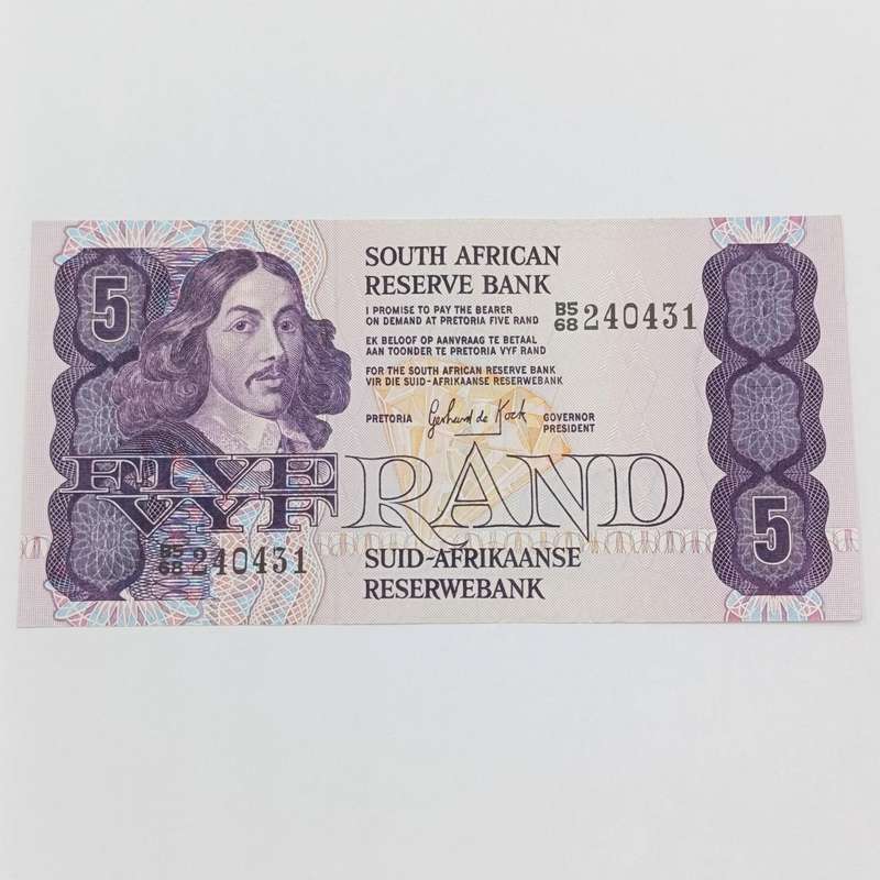 Gerhard de Kock Pair of uncirculated R5 notes with consecutive numbers