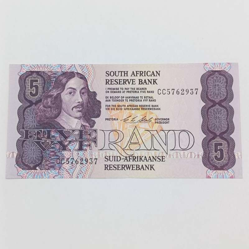 Pair of uncirculated R5 banknotes Gerhard de Kock and CL Stals