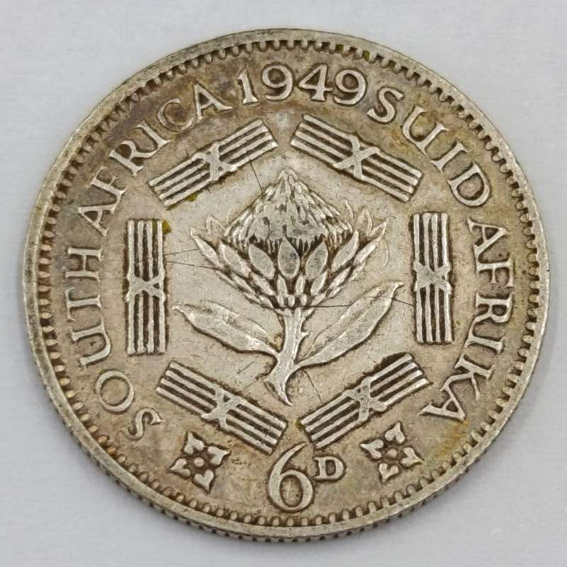 1949 South Africa sixpence VF