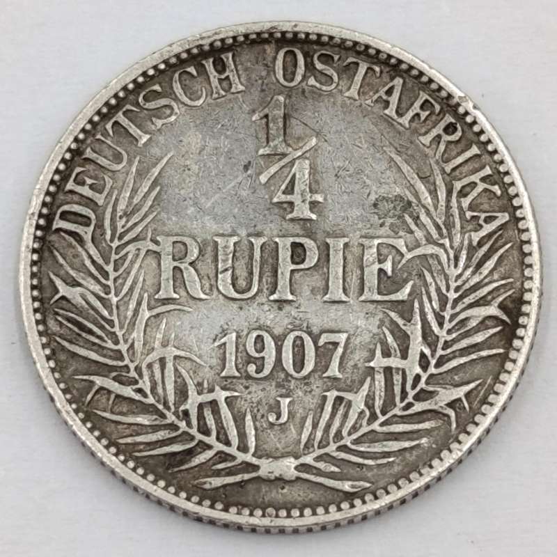 1907 J German East Africa 1/4 quarter Rupie