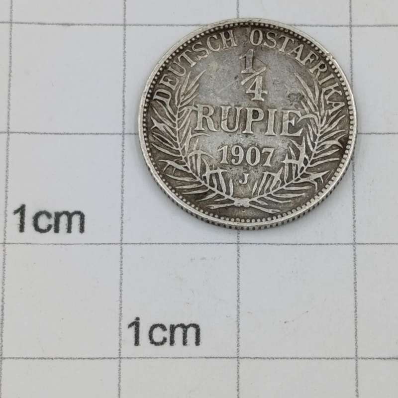 1907 J German East Africa 1/4 quarter Rupie