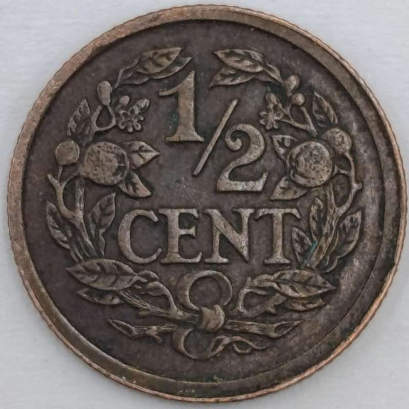 Netherlands 1921 half cent XF