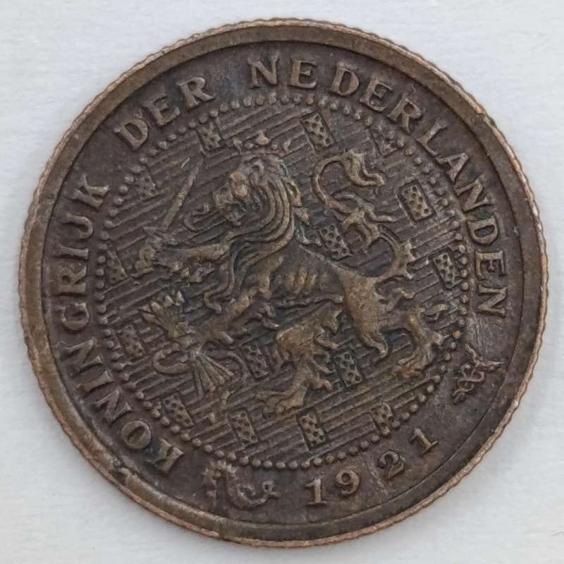 Netherlands 1921 half cent XF
