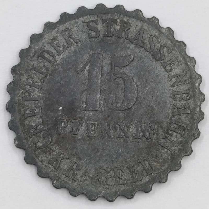 1917 German Notgeld transit token - Crefelder Strassenbahn Private Issue