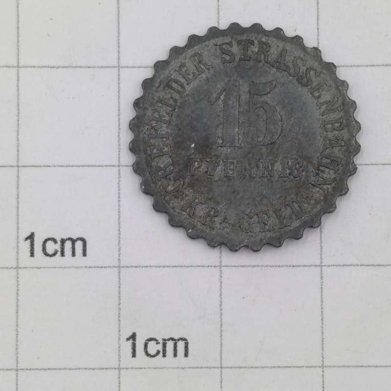 1917 German Notgeld transit token - Crefelder Strassenbahn Private Issue