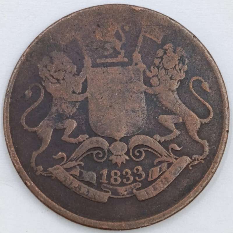1833 Quarter Anna East India Company Calcutta mint Fine