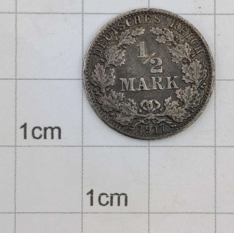 German European 1917 A half mark proof details