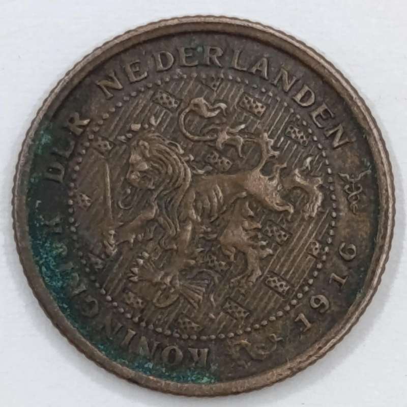 Netherlands 1916 XF+ half cent