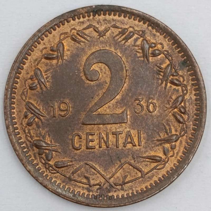 1936 Lithuania 2 Centai AU+