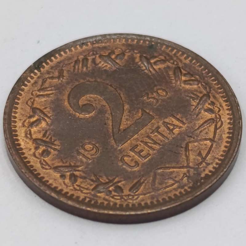 1936 Lithuania 2 Centai AU+