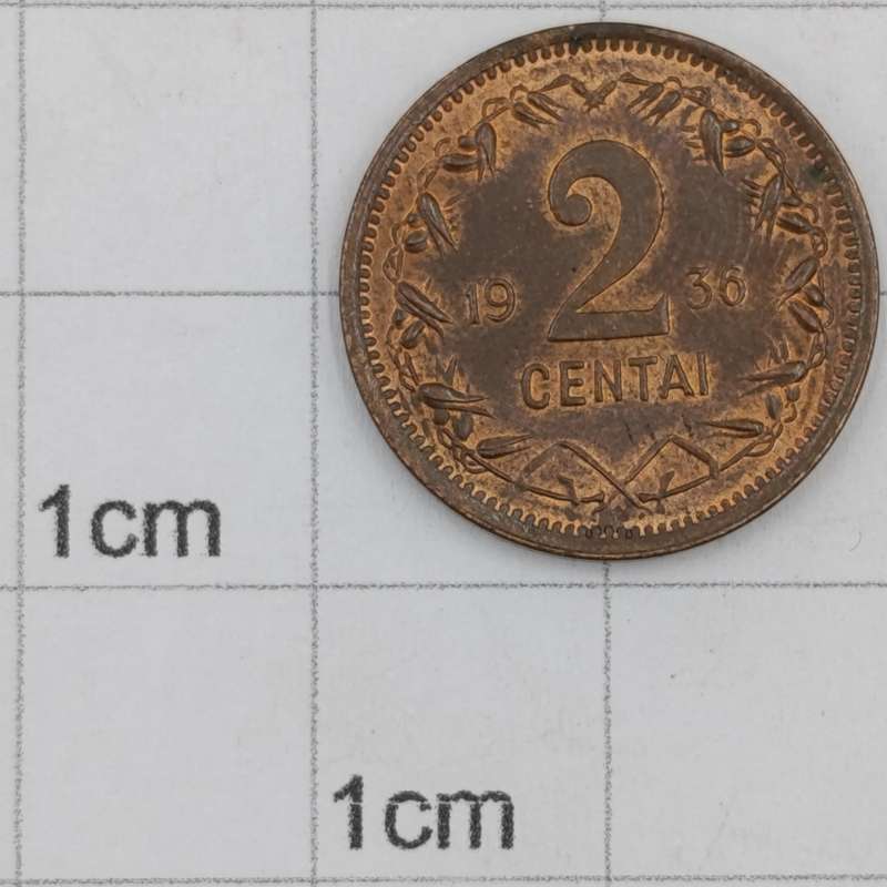 1936 Lithuania 2 Centai AU+