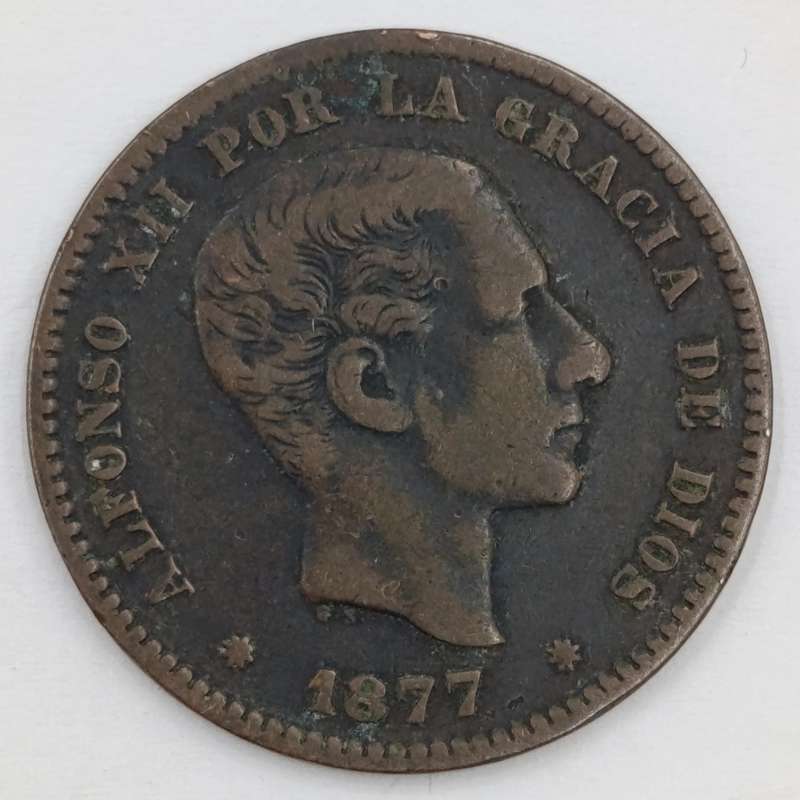 1877 Spain 5 Centimos XF