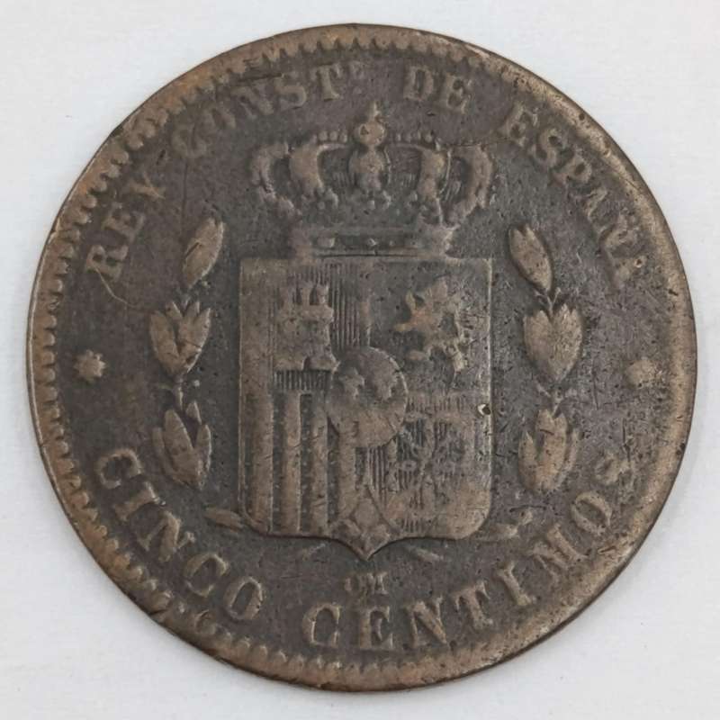 1878 Spain 5 Centimos VF