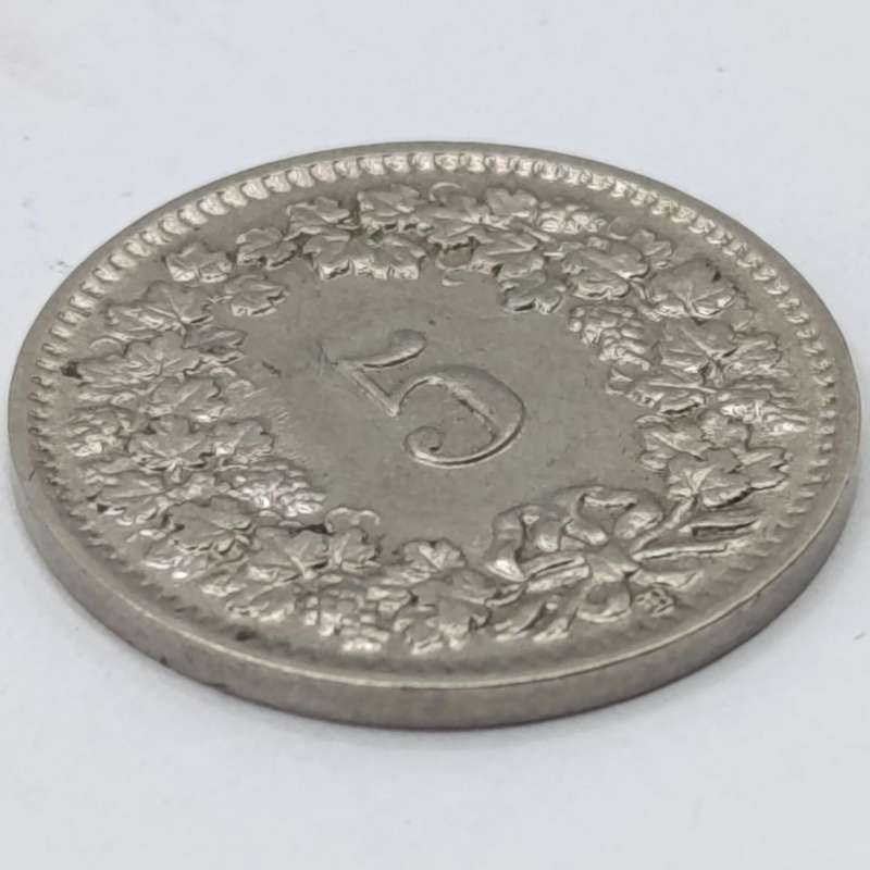 Switzerland 1938 Five Rappen Lowest mintage AU+