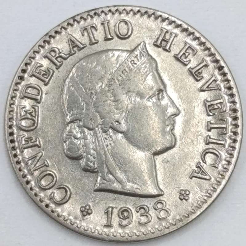 Switzerland 1938 Five Rappen Lowest mintage AU+