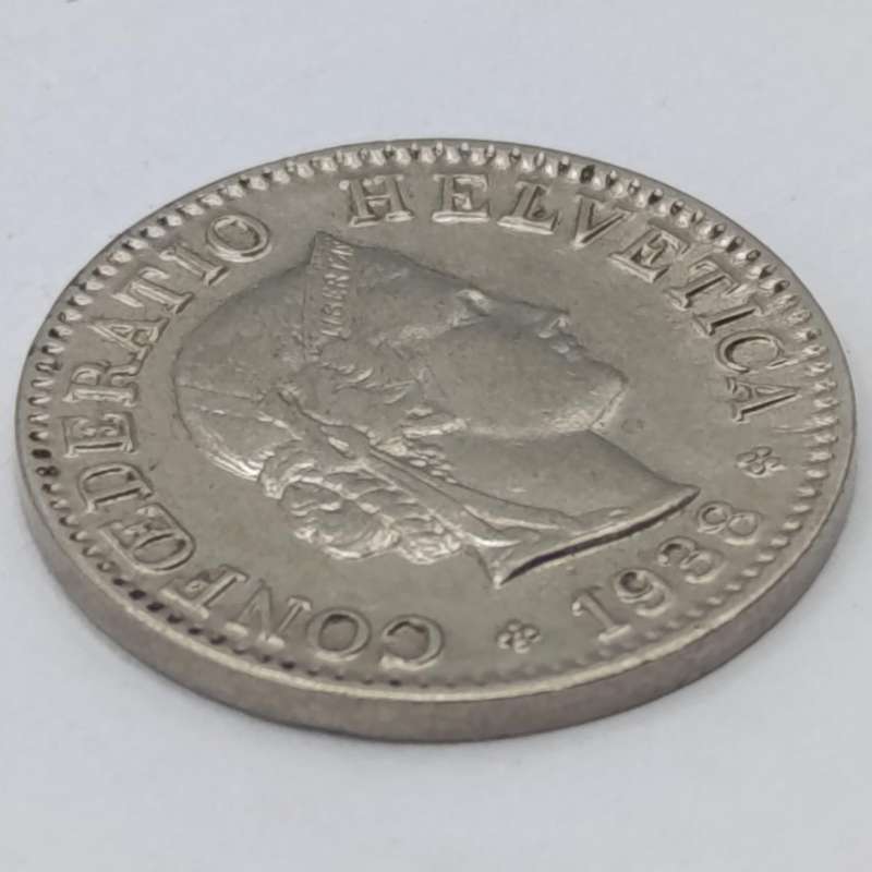 Switzerland 1938 Five Rappen Lowest mintage AU+