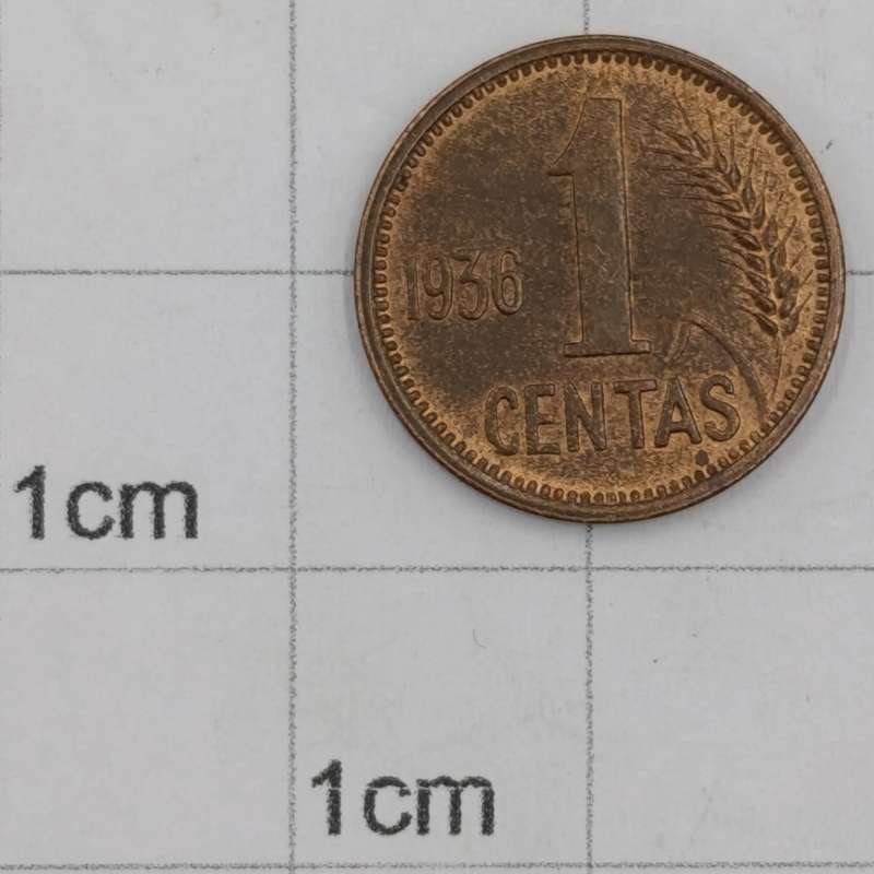 1936 Lithuania 1 centas AU+