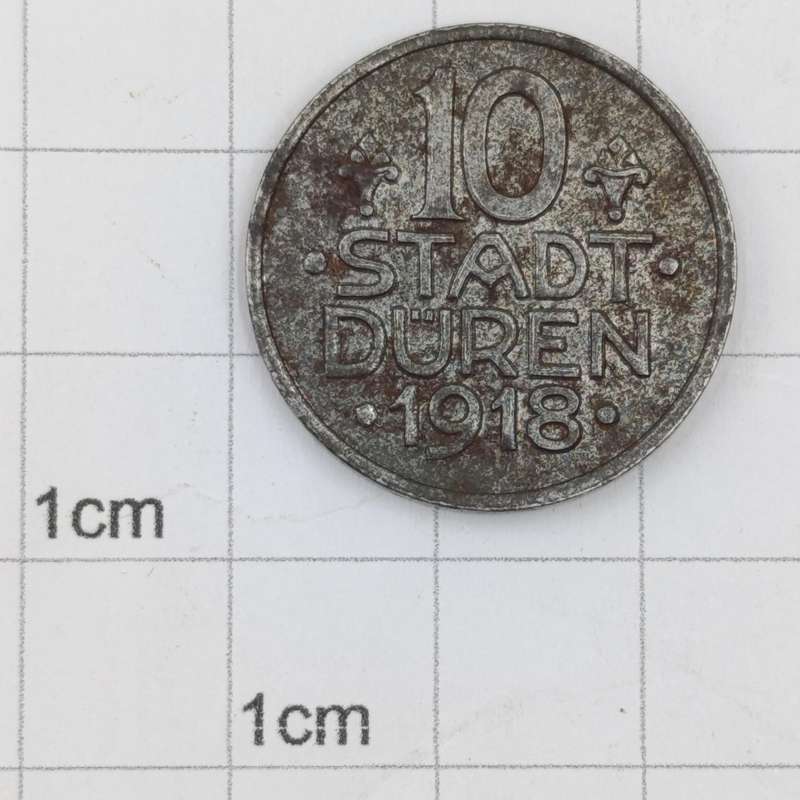 1918 WW1 Emergency coinage DUREN 10 PFENNIG