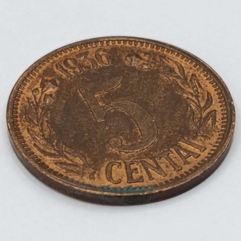 Lithuania 1936 uncirculated 5 cental