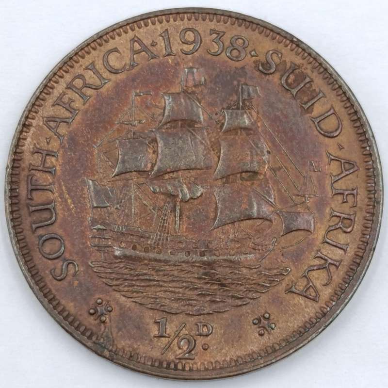 1938 South Africa Half Penny - UNC