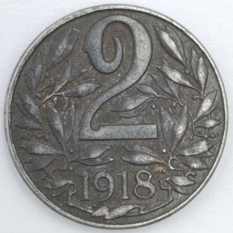 Austria 1918 Two Heller XF+/AU