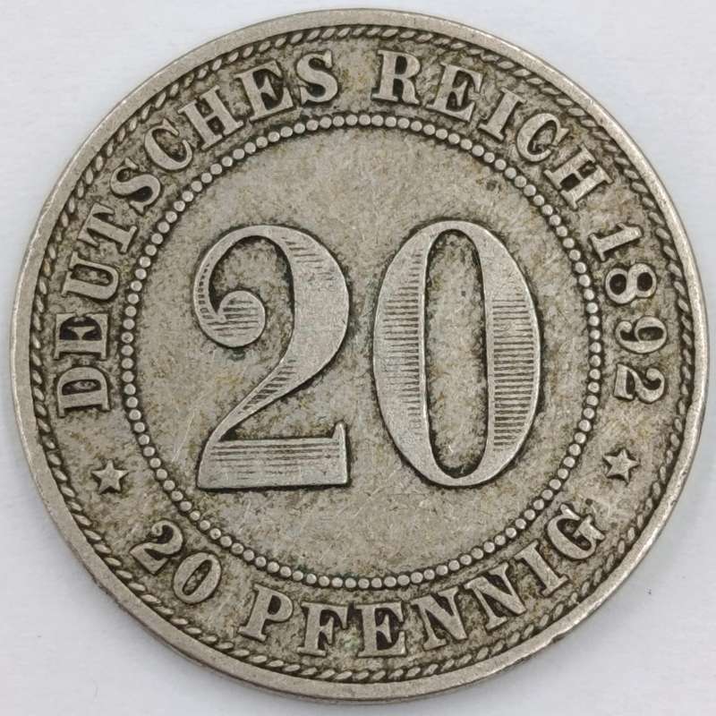 German Reich 1892 A Twenty Pfennig VF