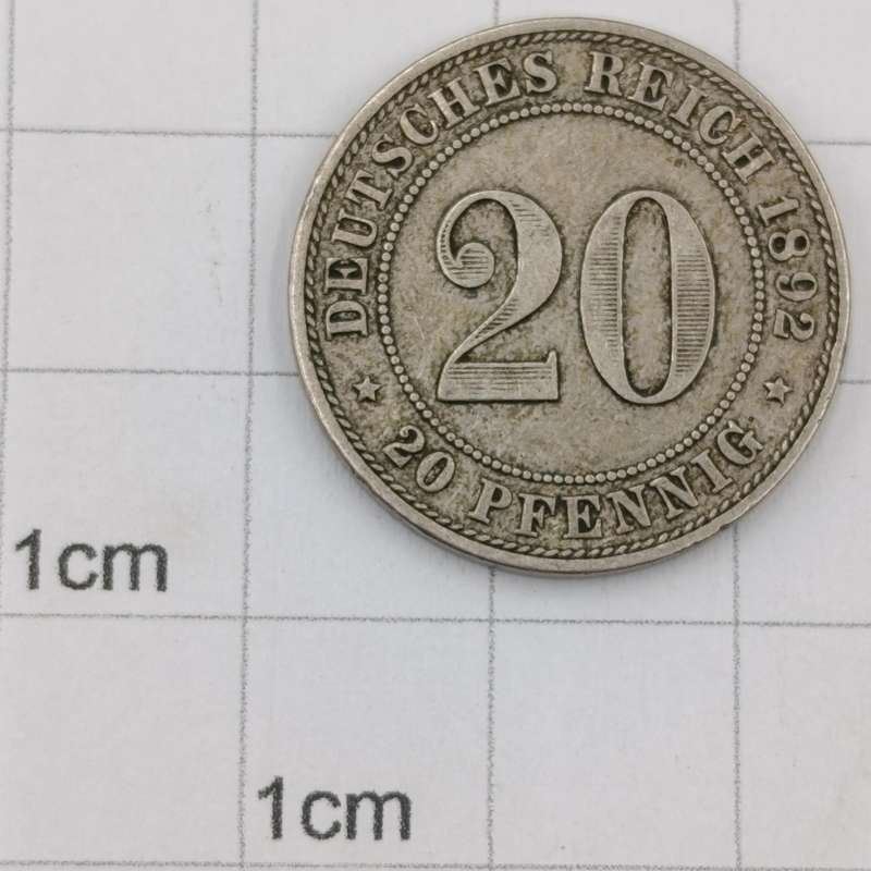 German Reich 1892 A Twenty Pfennig VF
