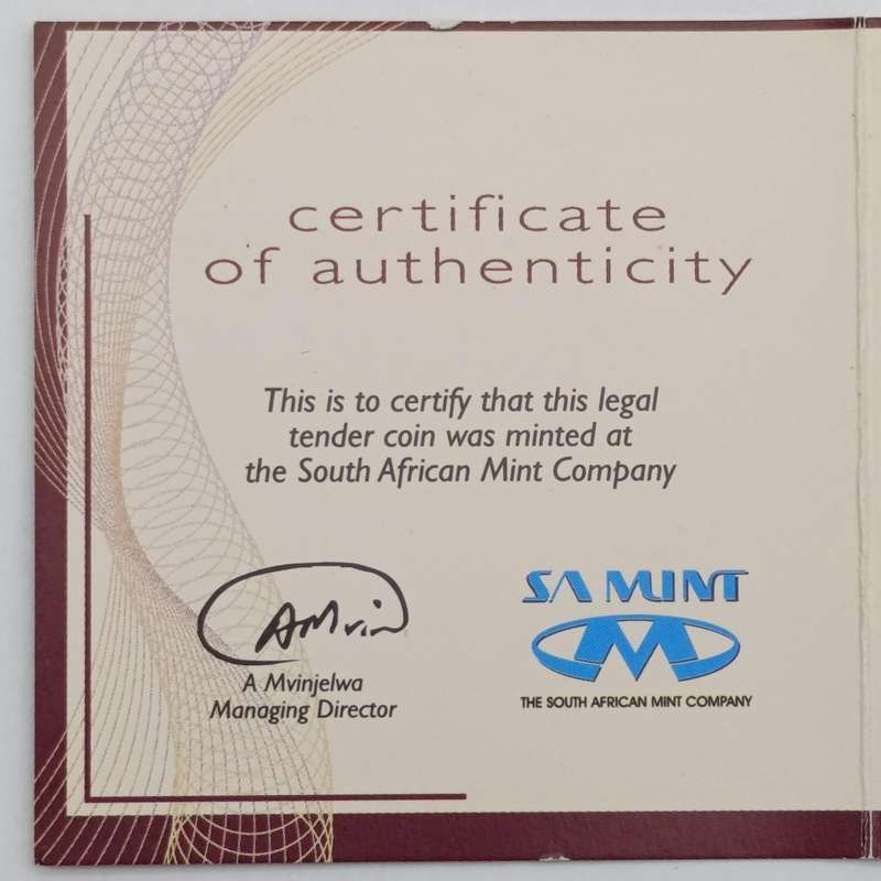 2006 RSA Oom Paul Mintmark R5 coin with certificate - Mintage 957