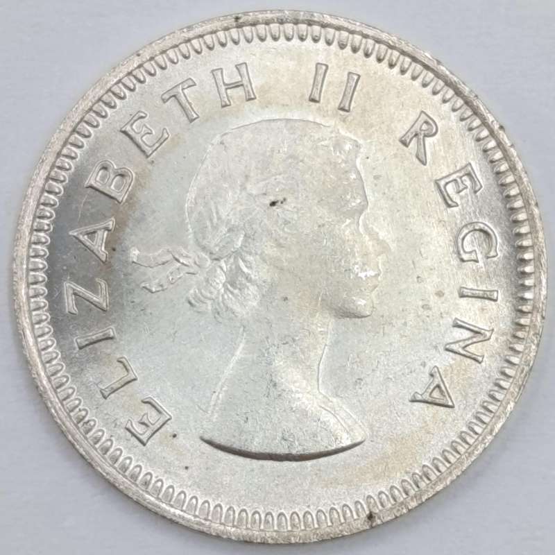 South Africa 1960 scarce 3d tickey uncirculated Low mintage of 21364