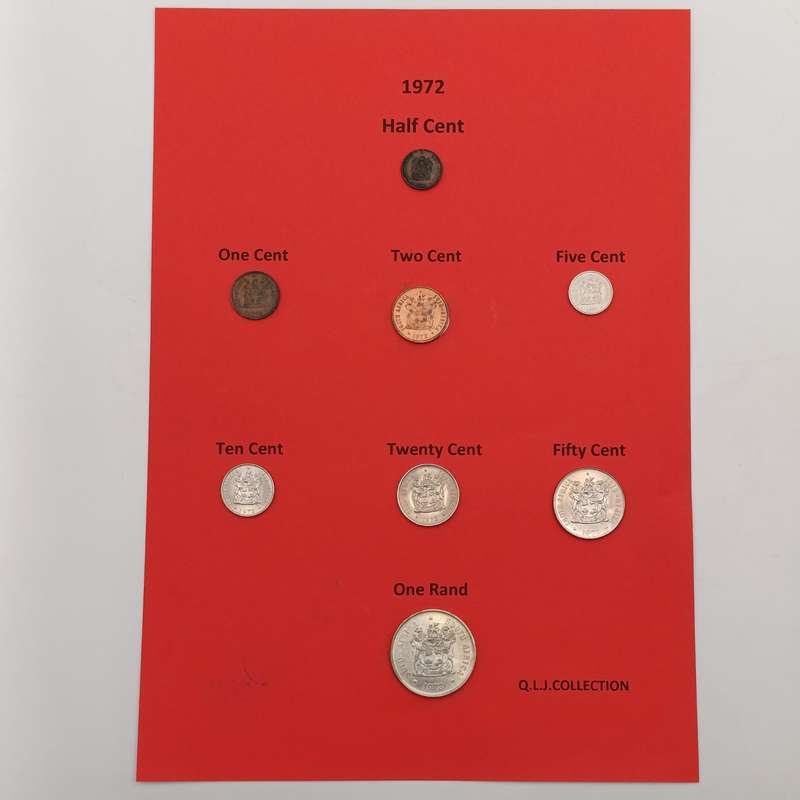 South Africa folder with coins from 1970 to 1979