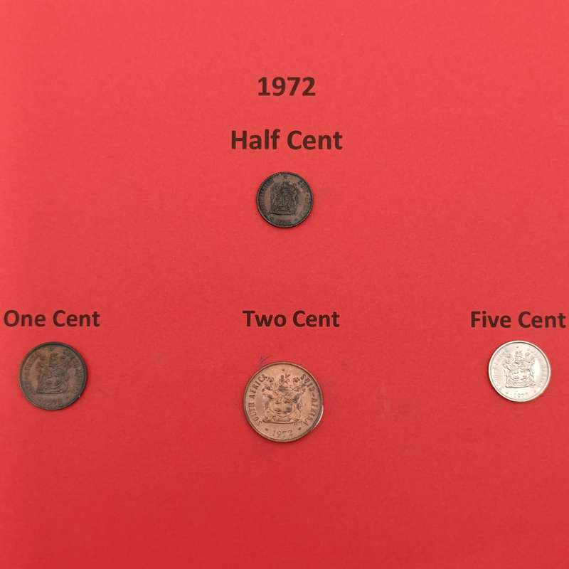 South Africa folder with coins from 1970 to 1979