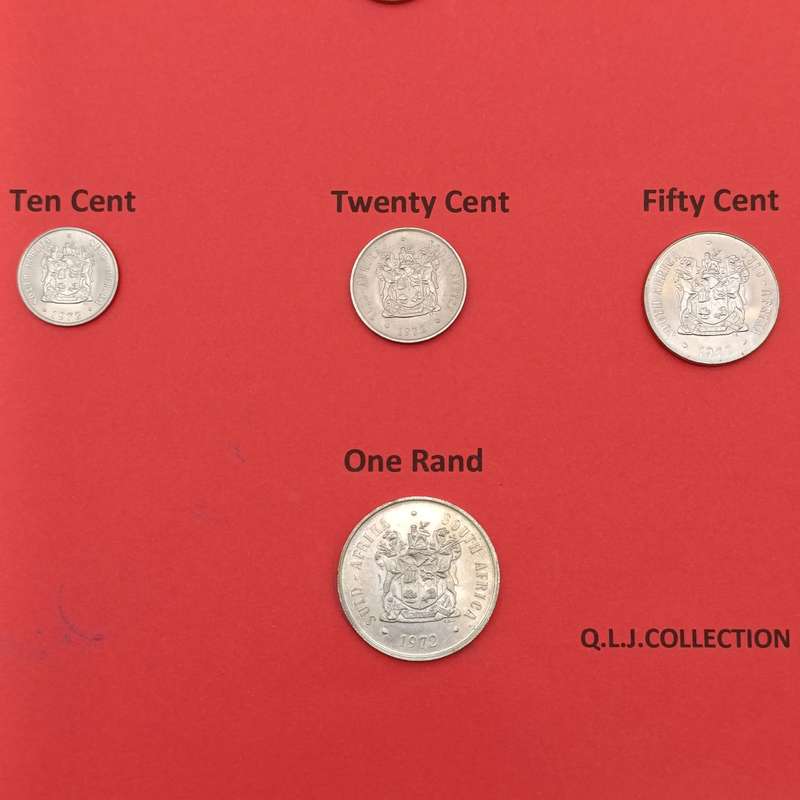 South Africa folder with coins from 1970 to 1979