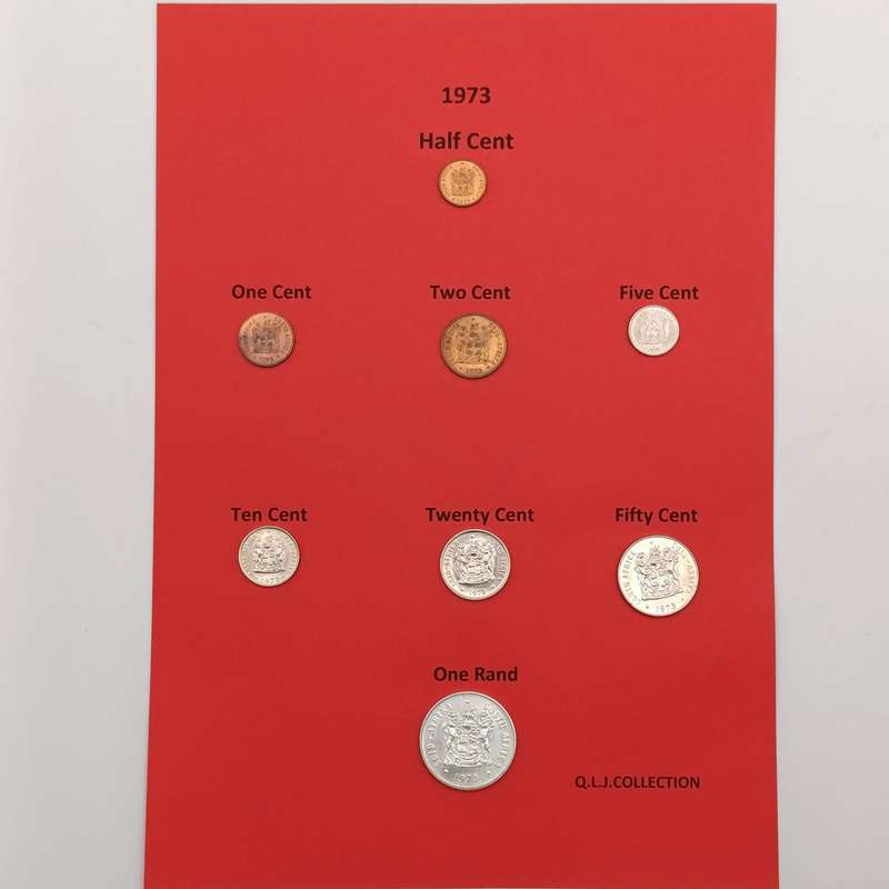 South Africa folder with coins from 1970 to 1979