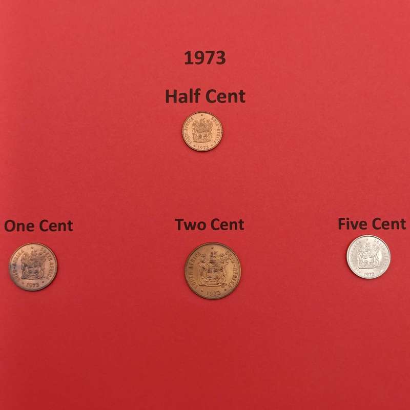 South Africa folder with coins from 1970 to 1979