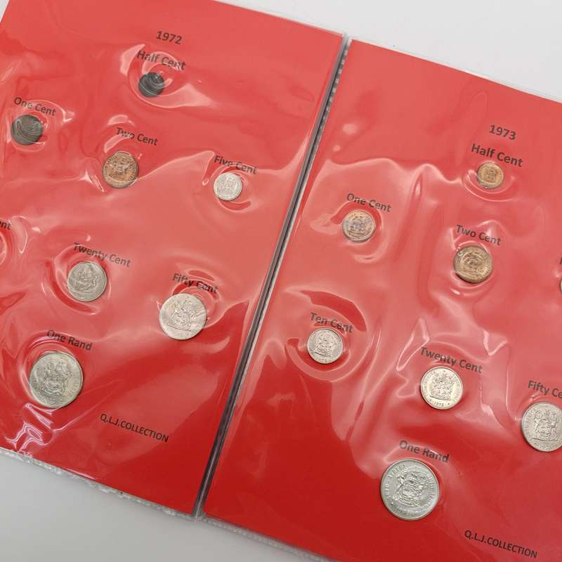 South Africa folder with coins from 1970 to 1979