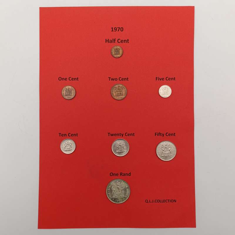 South Africa folder with coins from 1970 to 1979