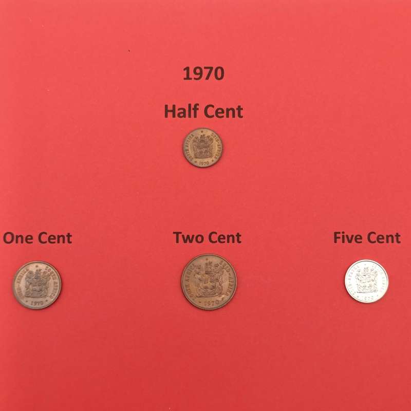 South Africa folder with coins from 1970 to 1979