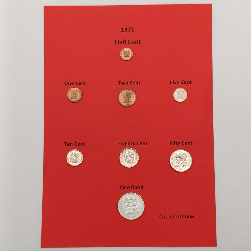 South Africa folder with coins from 1970 to 1979