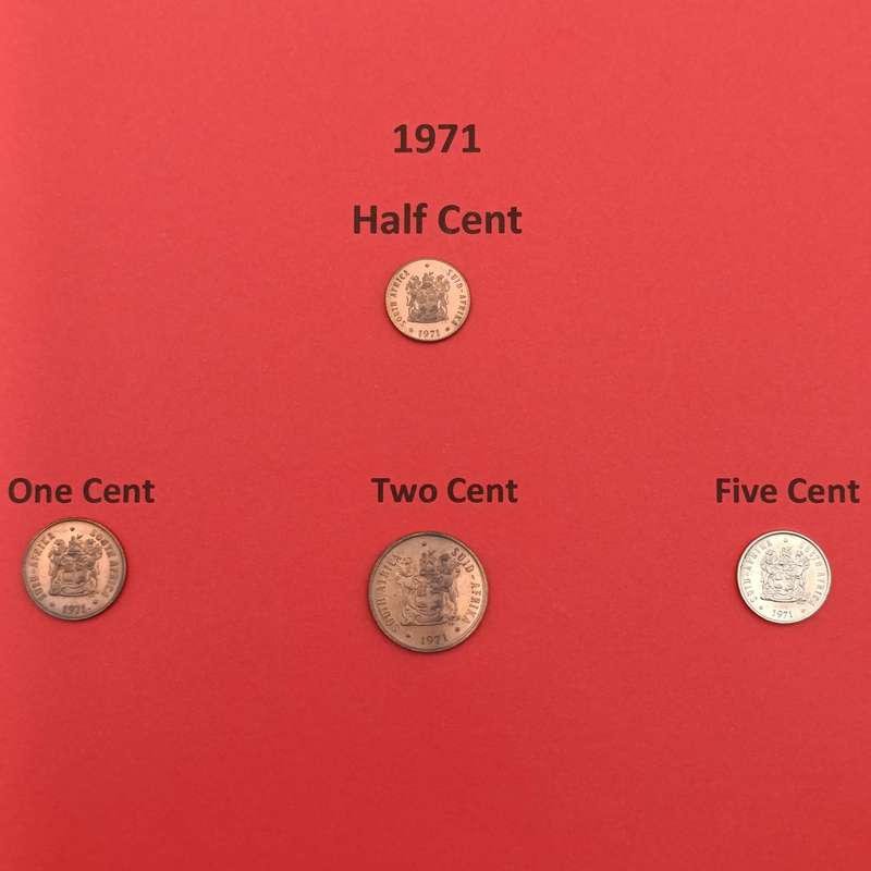South Africa folder with coins from 1970 to 1979