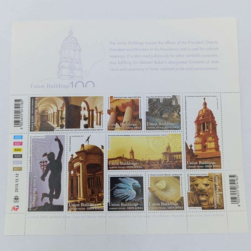 2013 RSA 100 Year Anniversary of the Union Buildings R2 prestige coin set with stamps