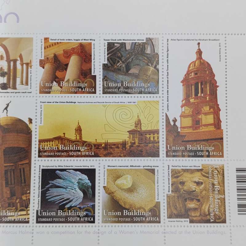 2013 RSA 100 Year Anniversary of the Union Buildings R2 prestige coin set with stamps