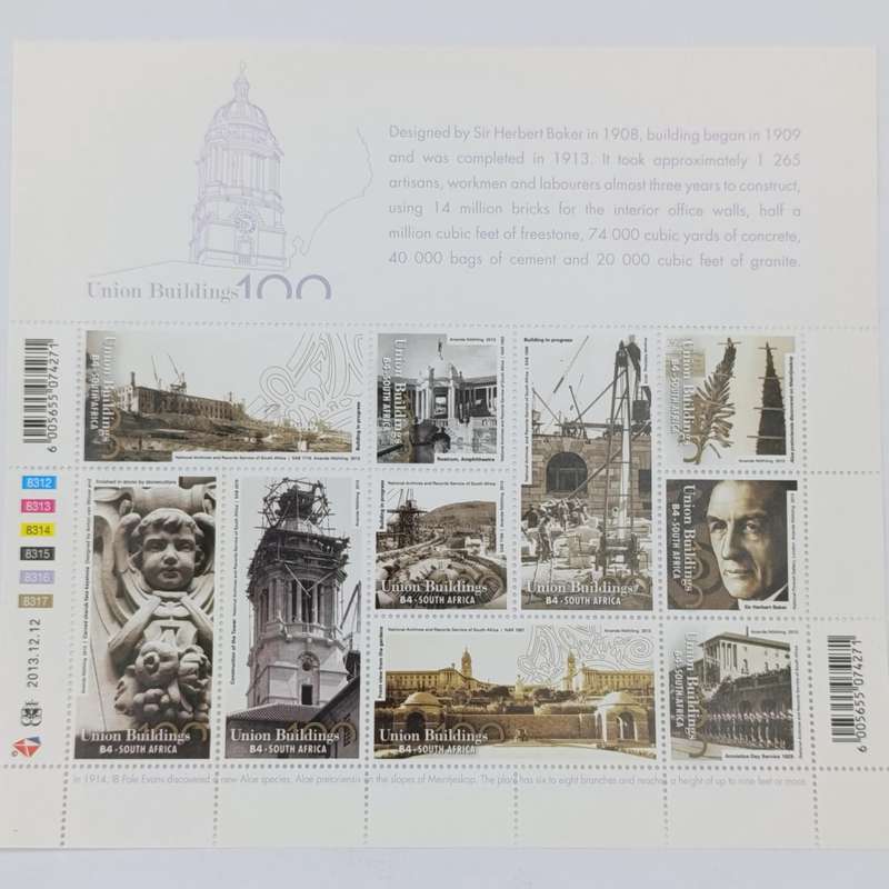 2013 RSA 100 Year Anniversary of the Union Buildings R2 prestige coin set with stamps