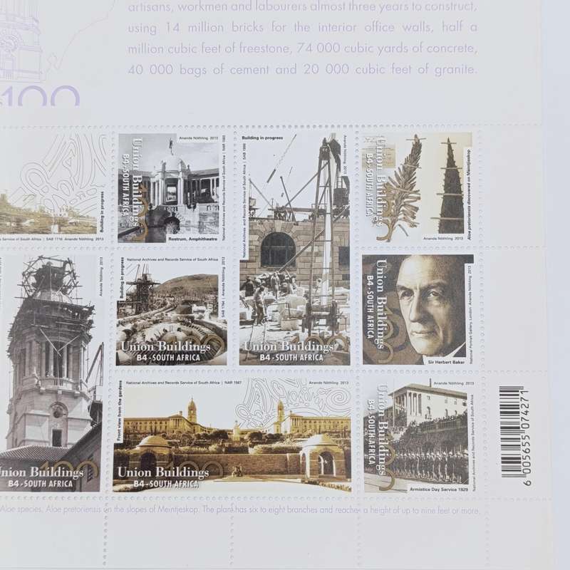 2013 RSA 100 Year Anniversary of the Union Buildings R2 prestige coin set with stamps